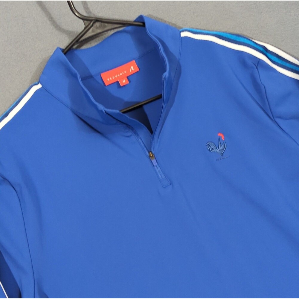 Redvanly Wilson 1/4 Zip Mens M Mazarine Blue Pullover Red Feather Golf Club Logo